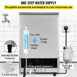 VEVOR 110Lbs/24H Commercial Ice Maker Ice Cube withWater Pump 39lbs Bin Storage