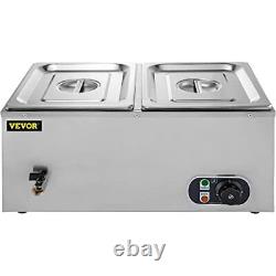 VEVOR 110V 2-Pan Commercial Food Warmer 850W Electric Steam Table 15cm/6inch