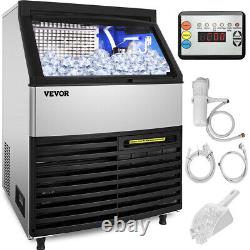 VEVOR 110V Commercial Ice Machine 320LBS/24H with 77LBS Bin, Clear Cube LED Pane