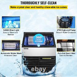 VEVOR 110V Commercial Ice Machine 320LBS/24H with 77LBS Bin, Clear Cube LED Pane