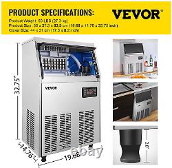 VEVOR 110V Commercial Ice Maker 110-120LBS/24H with 33LBS Bin, Full Heavy Duty S