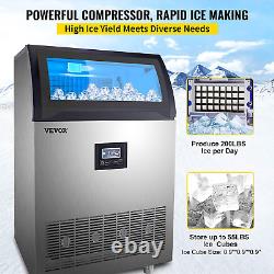VEVOR 110V Commercial Ice Maker 200LBS/24H, 710W Ice Machine with 55LBS Storage