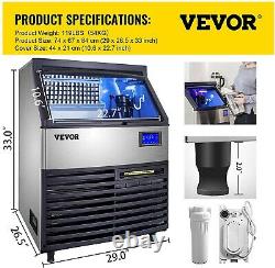 VEVOR 110V Commercial Ice Maker 320LBS/24H, 77LBS Storage Bin