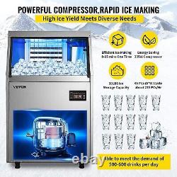 VEVOR 110V Commercial Ice Maker Machine 120-130LBS/24H with 33LBS Bin, Stainless