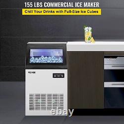 VEVOR 110V Commercial Ice Maker Machine 155LBS/24H 530W Stainless Steel Ice Mac