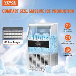 VEVOR 110lbs/24H Commercial Ice Maker Built-in Ice Cube Machine 33lb Bin Storage