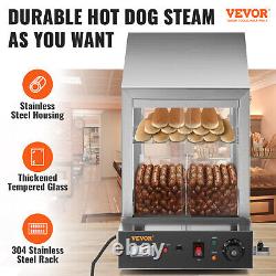 VEVOR 1200W Commercial Hot Dog Steamer 2 Tier Electric Bun Warmer with Slide Doors