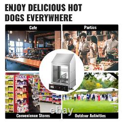 VEVOR 1200W Commercial Hot Dog Steamer 2 Tier Electric Bun Warmer with Slide Doors