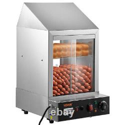 VEVOR 1200W Commercial Hot Dog Steamer 2 Tier Electric Bun Warmer with Slide Doors