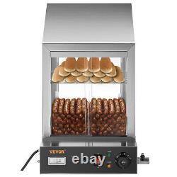 VEVOR 1200W Commercial Hot Dog Steamer 2 Tier Electric Bun Warmer with Slide Doors