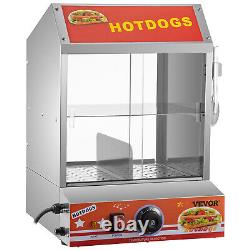 VEVOR 1200W Commercial Hot Dog Steamer 2 Tier Slide Doors Electric Bun Warmer