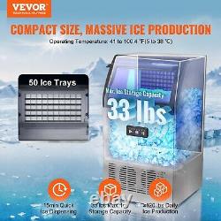 VEVOR 120lbs/24H Commercial Ice Maker Undercounter Ice Cube Machine 33lb Storage