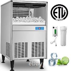 VEVOR 125LBS/24H Commercial Ice Maker Built-in Freestand Ice Cube Machine ETL