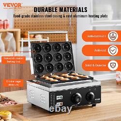 VEVOR 12pcs Electric Donut Maker Commercial Donut Making Machine 1550W Nonstick