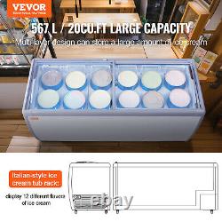 VEVOR 13.1Cu. Ft Commercial Ice Cream Display Case Gelato Dipping Freezer Cabinet