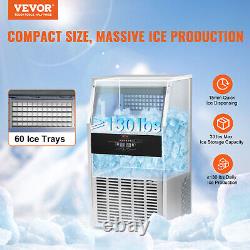 VEVOR 130lbs/24H Commercial Ice Maker Built-in Ice Cube Machine 33LB Bin Storage