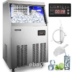 VEVOR 132LBS/24H Commercial Ice Maker Built-in Ice Cube Machine 33Lbs Storage