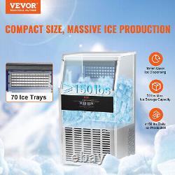 VEVOR 150lbs/24H Commercial Ice Maker Built-in Ice Cube Machine 33LB Bin Storage