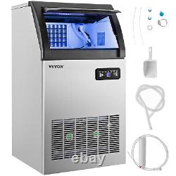 VEVOR 155LB/24H Commercial Ice Maker withBuilt-in Blue Light Ice Cube Machine 530W