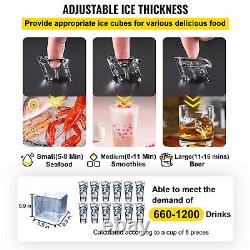 VEVOR 155LBS/24H Commercial Ice Maker Ice Cube Machine withWater Filter 55Pcs Tray