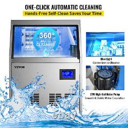 VEVOR 155Lbs/24H Commercial Ice Maker 33Lbs Storage withWater Filter & Pump LCD