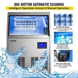 VEVOR 155Lbs/24H Commercial Ice Maker 33Lbs Storage withWater Filter & Pump LCD