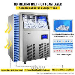 VEVOR 155Lbs/24H Commercial Ice Maker Ice Cube Machine 33Lbs Storage Water Pump