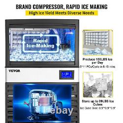 VEVOR 155Lbs/24H Commercial Ice Maker Ice Cube Maker Machine LCD-Control Panel