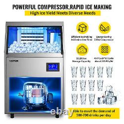 VEVOR 155Lbs Commercial Ice Maker 33Lbs Bin Storage withWater Filter & Pump LCD