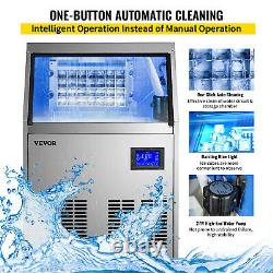 VEVOR 155Lbs Commercial Ice Maker 33Lbs Bin Storage withWater Filter & Pump LCD