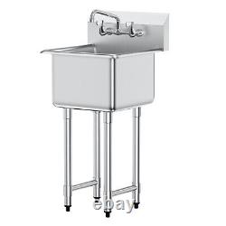 VEVOR 15x15 Commercial Utility & Prep Sink 1 Compartment Stainless Steel NSF