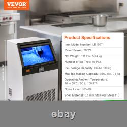 VEVOR 160/200/265lbs Commercial Ice Maker Undercounter Ice Cube Machine With Pump