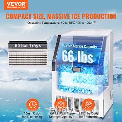 VEVOR 160Lbs/24H Commercial Ice Maker Freestanding Ice Cube Machine 66Lb Storage