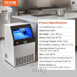 VEVOR 160Lbs/24H Commercial Ice Maker Freestanding Ice Cube Machine 66Lb Storage