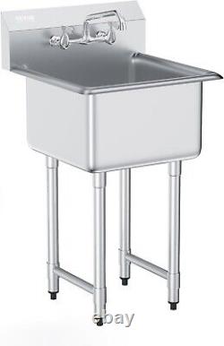 VEVOR 18x18 Commercial Utility & Prep Sink 1 Compartment Stainless Steel NSF