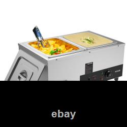 VEVOR 2-Pan Commercial Food Warmer, 2 x 12QT Electric Steam Table, 1500W Profess