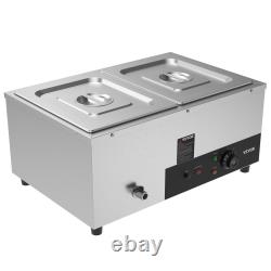 VEVOR 2-Pan Commercial Food Warmer, 2 x 12QT Electric Steam Table, 1500W Profess