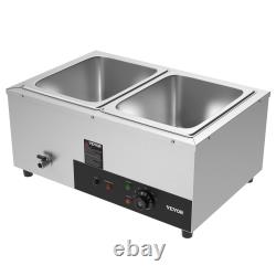 VEVOR 2-Pan Commercial Food Warmer, 2 x 12QT Electric Steam Table, 1500W Profess