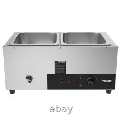 VEVOR 2-Pan Commercial Food Warmer, 2 x 12QT Electric Steam Table, 1500W Profess