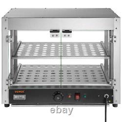 VEVOR 2-Tier Commercial Food Warmer Countertop Pizza Cabinet with Water Tray
