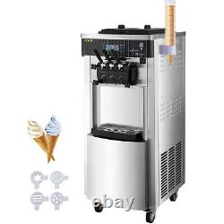 VEVOR 20-28L/H Commercial Ice Cream Maker Yogurt Machine 3 Flavors with Wheels