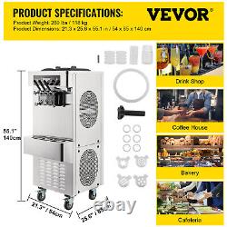 VEVOR 20-28L/H Commercial Soft Serve Ice Cream Machine 2450W Frozen Yogurt Maker