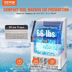 VEVOR 200lbs/24H Commercial Ice Maker Freestanding Ice Cube Machine 66lb Storage
