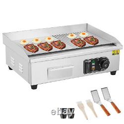 VEVOR 22 Commercial Electric Griddle 1600W Countertop Half-Flat Top Grill 110V