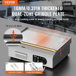 VEVOR 22 Commercial Electric Griddle 1600W Countertop Half-Flat Top Grill 110V