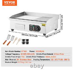 VEVOR 22 Commercial Electric Griddle 1600W Countertop Half-Flat Top Grill 110V