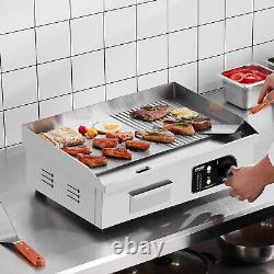 VEVOR 22 Commercial Electric Griddle 1600W Countertop Half-Flat Top Grill 110V