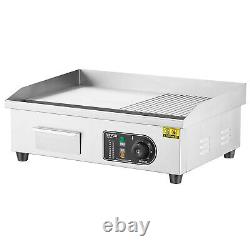 VEVOR 22 Commercial Electric Griddle 1600W Countertop Half-Flat Top Grill 110V