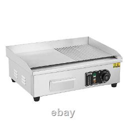 VEVOR 22 Commercial Electric Griddle 1600W Countertop Half-Flat Top Grill 110V