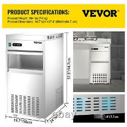 VEVOR 220LBS/24H Commercial Snow Flake Ice Maker Countertop Flake Ice Crusher
